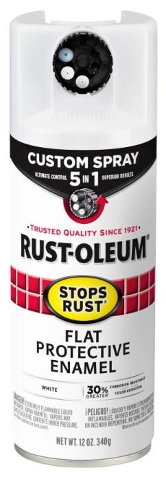 Rust-Oleum 376856 5-In-1 Enamel Paint, Flat, White, 12 oz, Aerosol Can