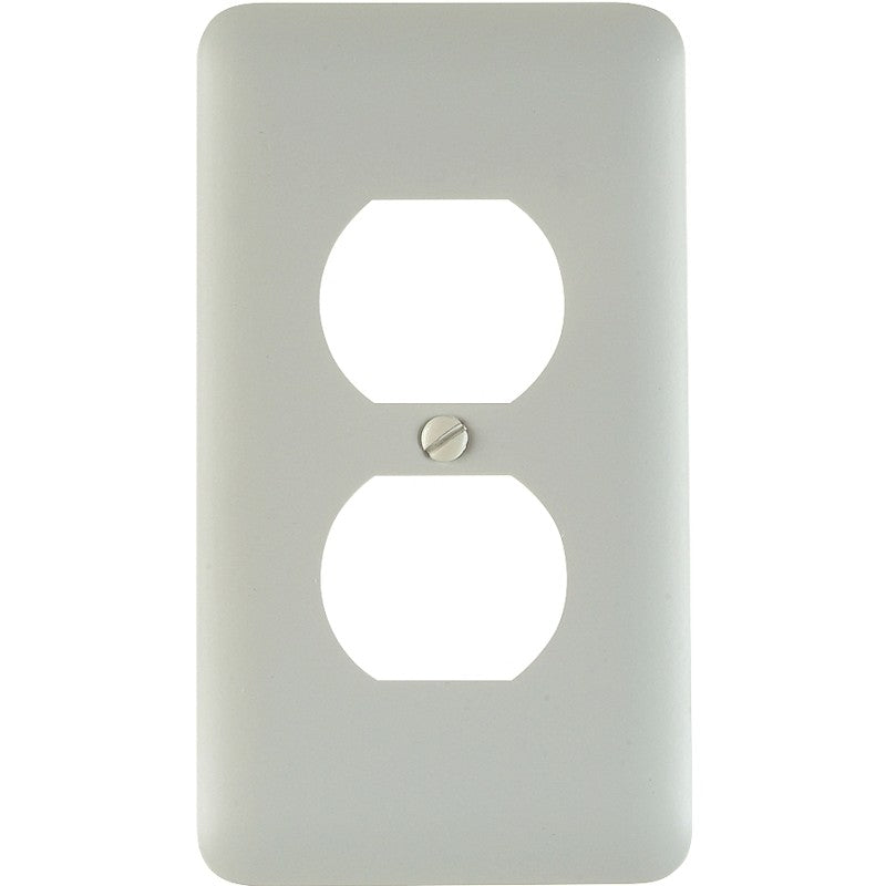Amerelle 935DW Receptacle Wallplate, 5 in L, 2-13/16 in W, 1 -Gang, Steel, White