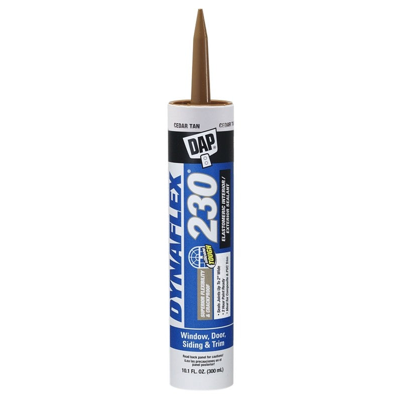 DAP DYNAFLEX 230 Series 18412 Silicone Sealant, Cedar Tan, 1 day Curing, 40 to 100 deg F, 10.1 oz Cartridge (Pack of 12)