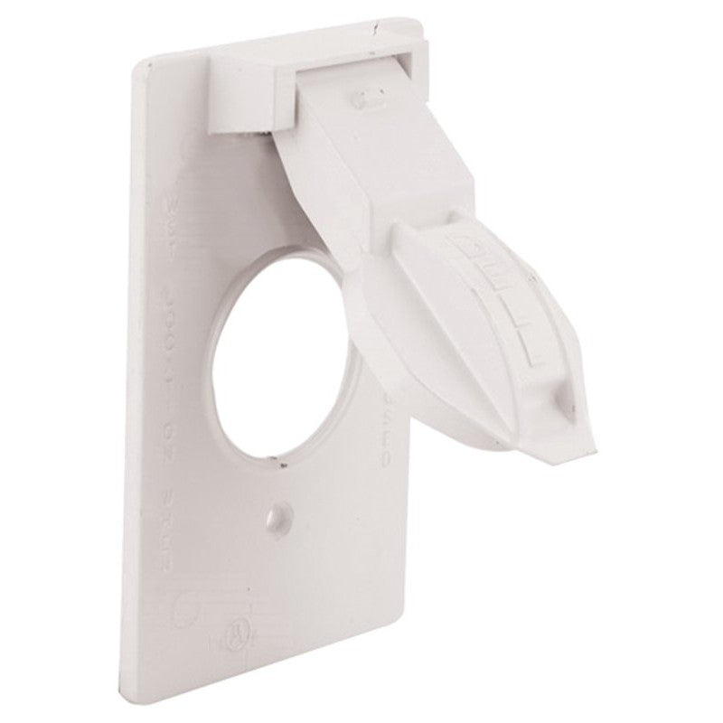 Hubbell 5155-6 Cover, 1-13/32 in Dia, 4-9/16 in L, 2-13/16 in W, Metal, White, Powder-Coated