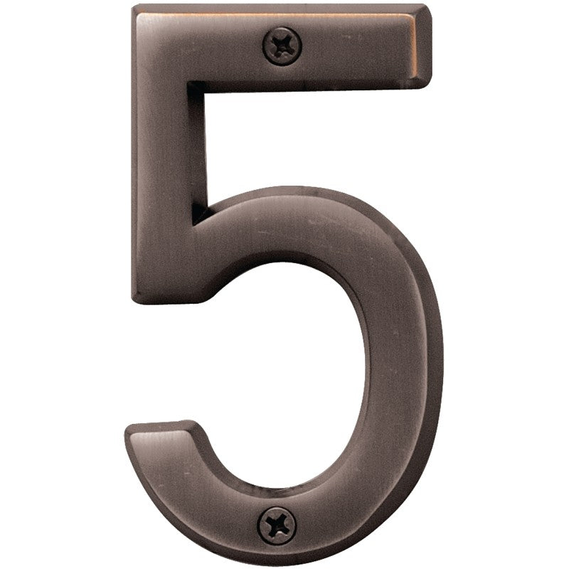 Hy-Ko Prestige Series BR-42OWB/5 House Number, Character: 5, 4 in H Character, Bronze Character, Solid Brass (Pack of 3)