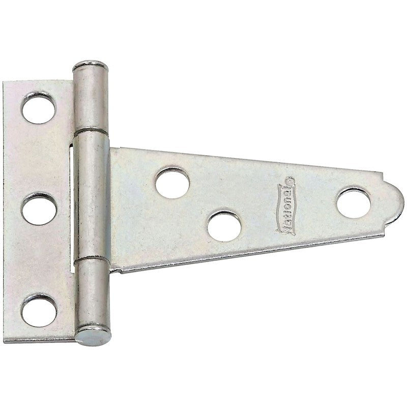 National Hardware N128-421 T-Hinge, 1.81 in W Frame Leaf, 0.54 in H Frame Leaf, Steel, Zinc, Tight Pin, 18 lb