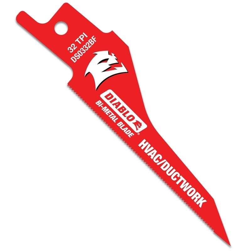Diablo DS0332BF5 Reciprocating Saw Blade, 3-1/4 in L, 32 TPI, Bi-Metal Cutting Edge