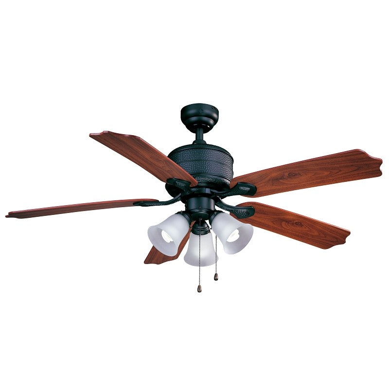 Boston Harbor AC362+3L-NI-3L Ceiling Fan, 5-Blade, Natural Iron Housing, 52 in Sweep, MDF Blade, 3-Speed