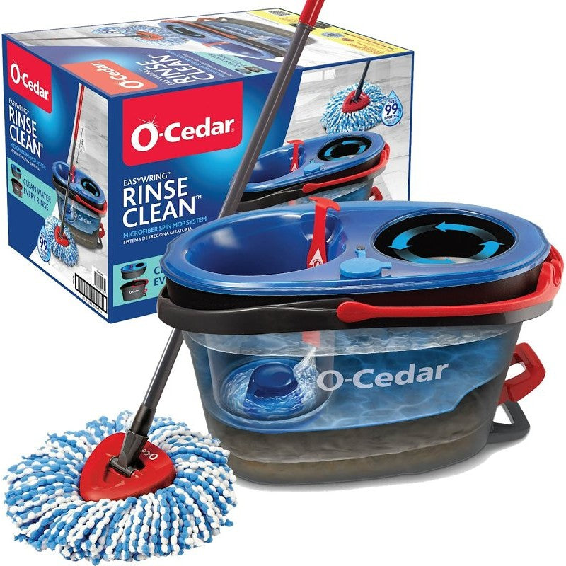 O-Cedar EasyWring RinseClean 168534 Spin Mop System, Black/Red