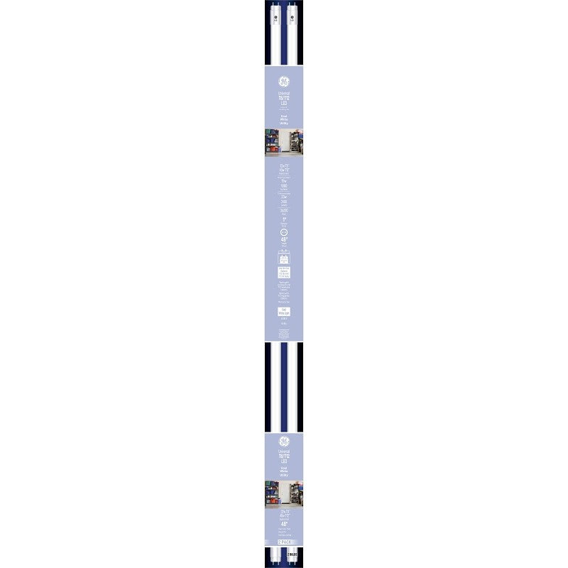 GE Industrial Solutions 37168 LED Bulb, Linear, 1800 Lumens, 15 W, T8 Lamp, G13 Lamp Base, Frosted, White (Pack of 6)
