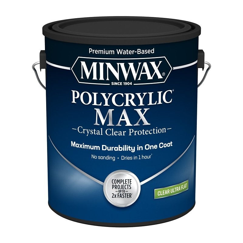 Minwax Polycrylic 688885555 Interior Wood Stain, Ultra Flat, Clear, Liquid, 1 gal (Pack of 2)