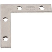 Flat Corner Iron Braces 2-1/2 By 1/2 By 0.07 Inch Zinc Plated Steel 4 Pack