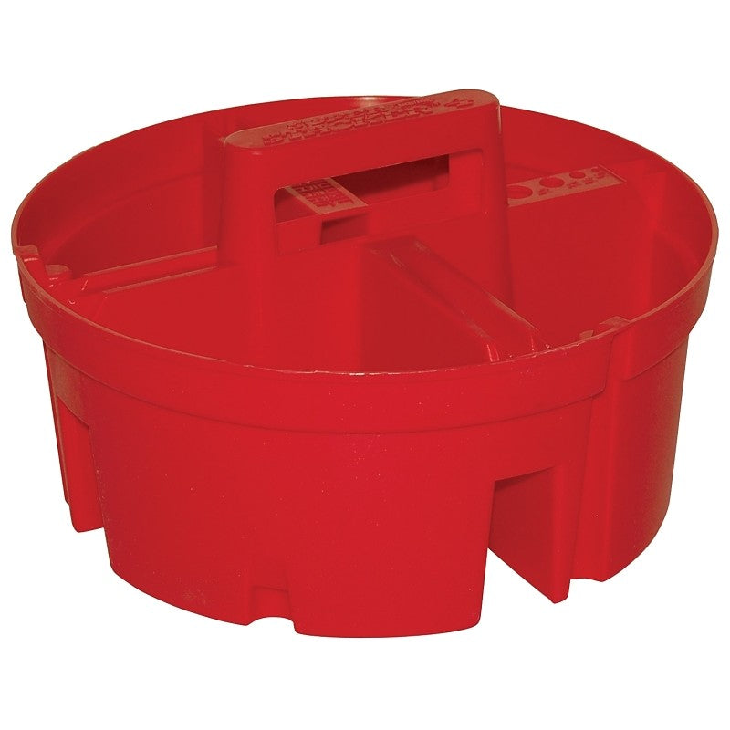 Bucket Boss 15054 Super Stacker, Plastic, Red, 10-1/2 in Dia x 6 in H Outside, 4-Compartment