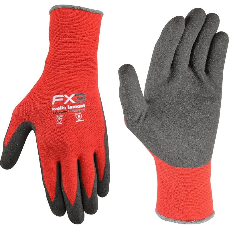 Wells Lamont FX3 Series 448-M Work Gloves, Breathable, Men's, M, Elastic Knit Wrist Cuff, Black/Gray