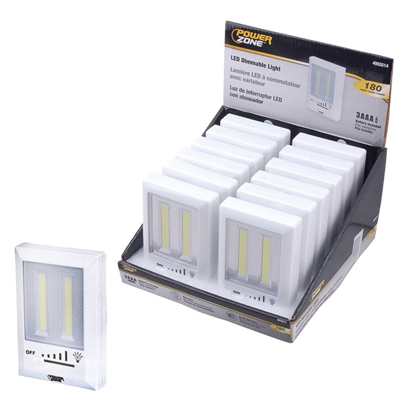PowerZone 12499 Smart LED Dimmable Light, 2 (Magnet or Double-Sided Tape) -Way, White (Pack of 12)