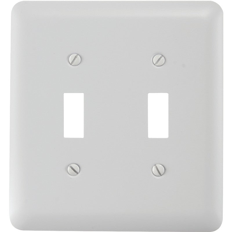 Amerelle 935TTW Wallplate, 5 in L, 4-5/8 in W, Steel, White, 2-Gang