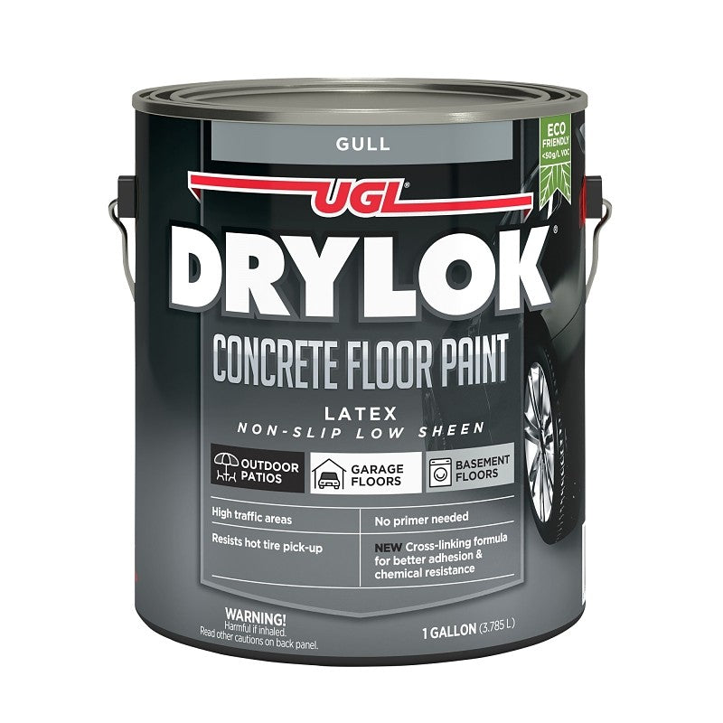 Drylok 43213 Concrete Floor Paint, Latex, Flat, Gull, 1 gal, 300 to 400 sq-ft/gal Coverage Area (Pack of 2)