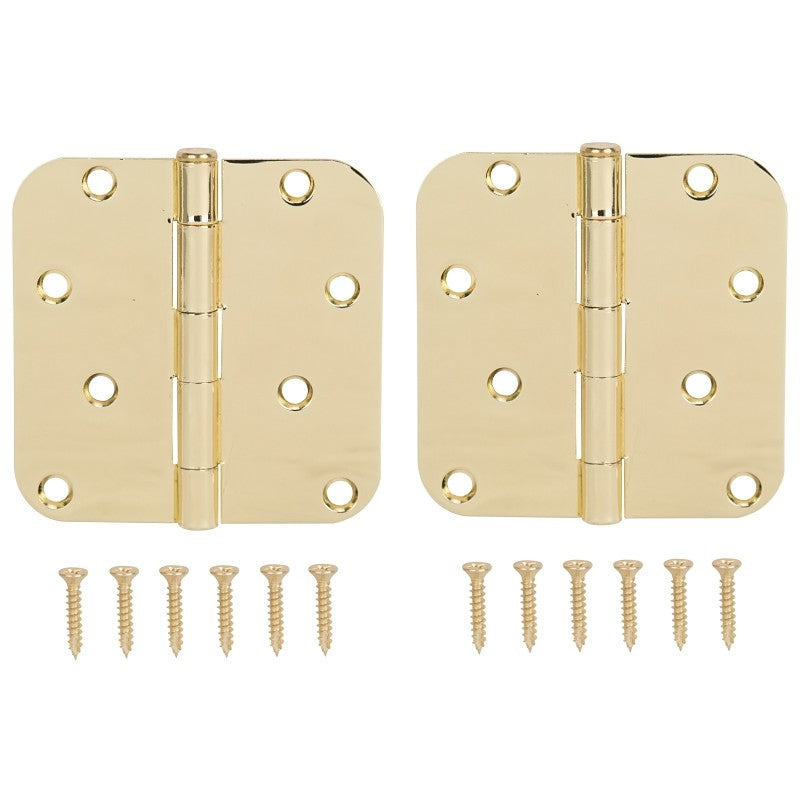 ProSource BH-402PB-PS Door Hinge, Steel, Bright Brass, Loose Pin, 180 deg Range of Motion, Screw Mounting