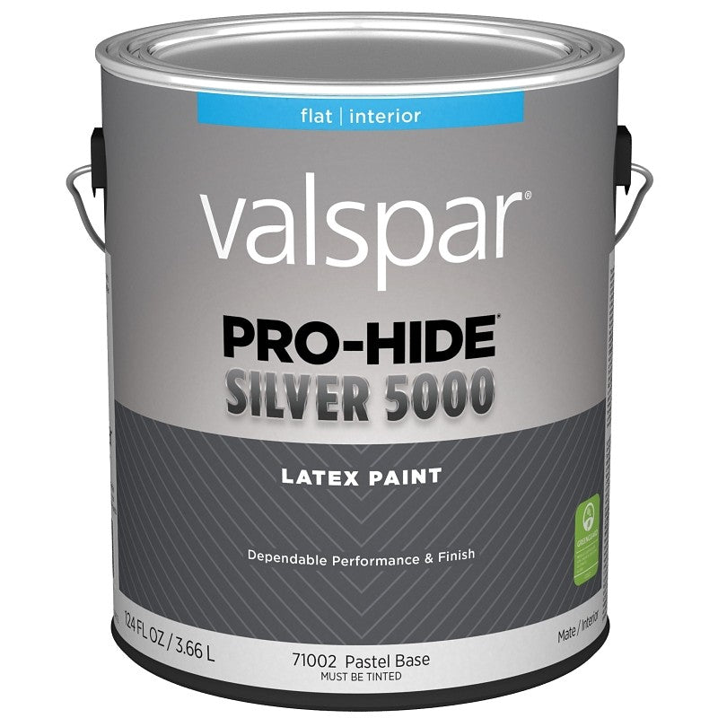 Valspar Pro-Hide Silver 5000 7100 028.0071002.007 Latex Paint, Water Base, Flat, Pastel Base, 1 gal (Pack of 4)