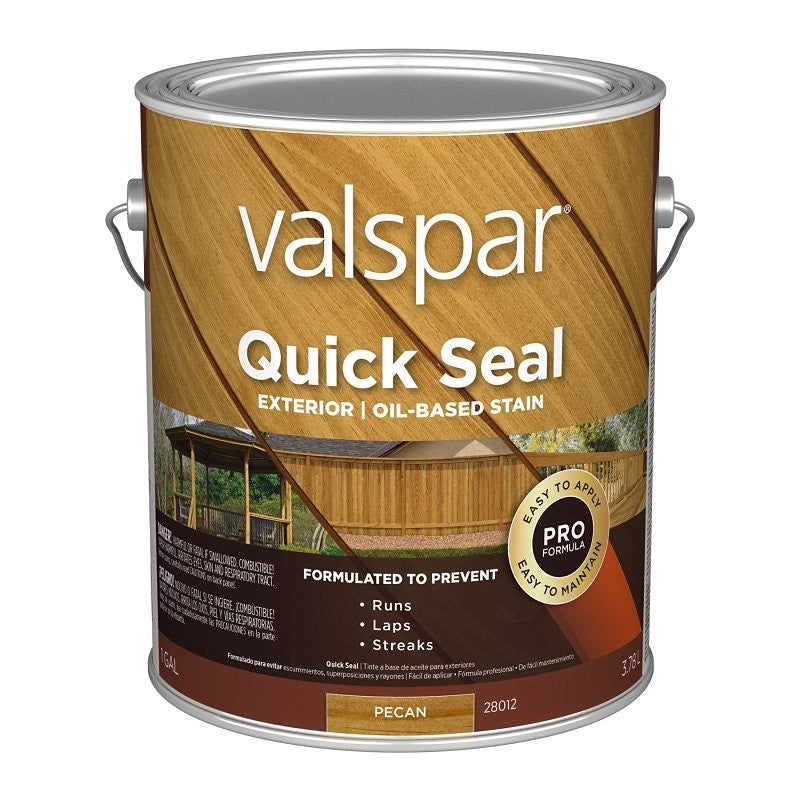 Valspar Quick Seal VL1028012-16 Exterior Stain, Semi-Transparent, Pecan, Liquid, 1 gal (Pack of 4)