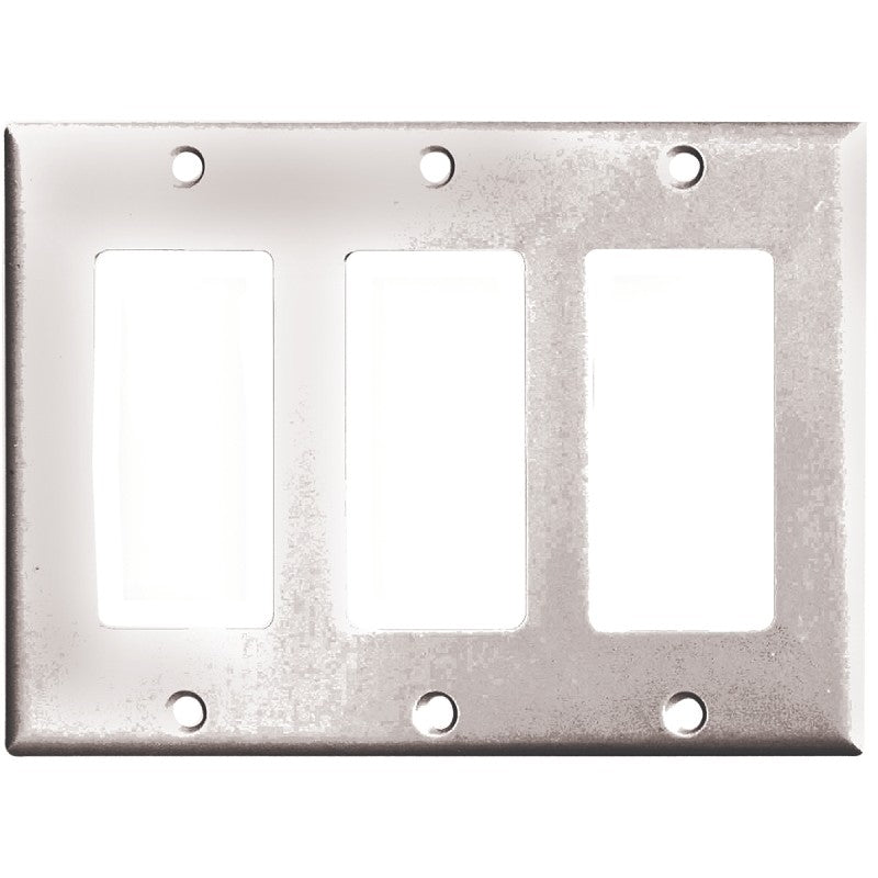 Eaton 2163W-BOX Wallplate, 4-1/2 in L, 3-3/8 in W, 3-Gang, Thermoset, White, High-Gloss