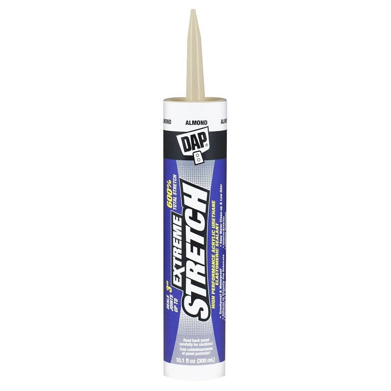 DAP EXTREME STRETCH 7079818717 Premium Elastomeric Sealant, Almond, 24 hr Curing, 40 to 100 deg F, 10.1 fl-oz Cartridge (Pack of 12)