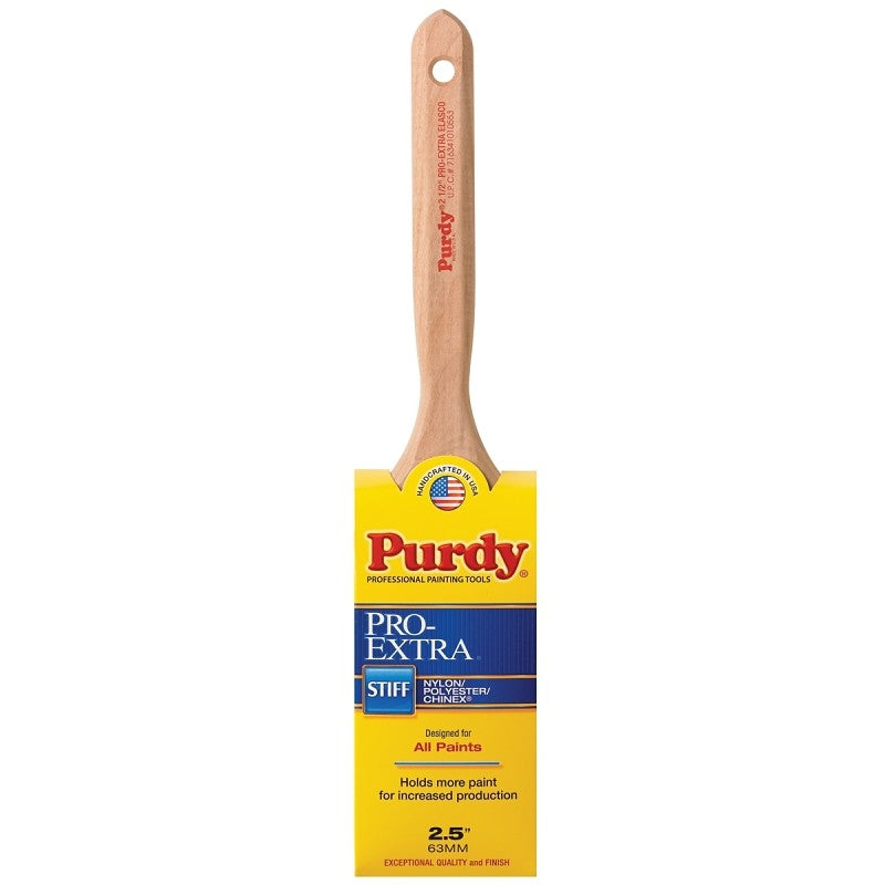 Purdy 144100725 Trim Brush, Alder Wood Handle, 2-1/2 in W, Flat Brush, Nylon/Polyester Bristle, Fluted Handle
