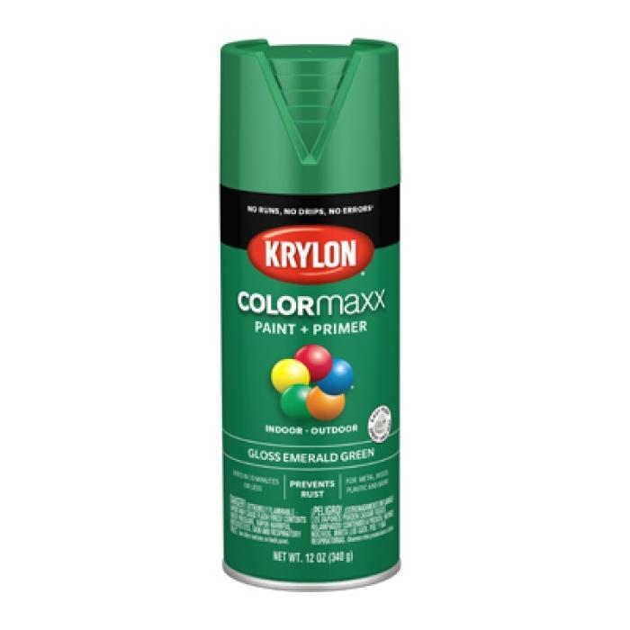 Krylon K05517007 Enamel Spray Paint, 12 oz Can, 25 sq-ft Coverage Area, Solvent Base, Gloss, Emerald Green