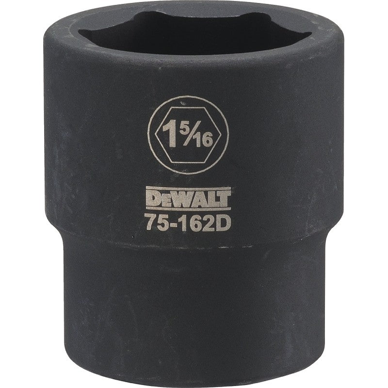 DEWALT DWMT75162OSP Impact Socket, 1-5/16 in Socket, 7/8 in D Socket, 3/4 in Drive, 6-Point, CR-440 Steel, Black Oxide