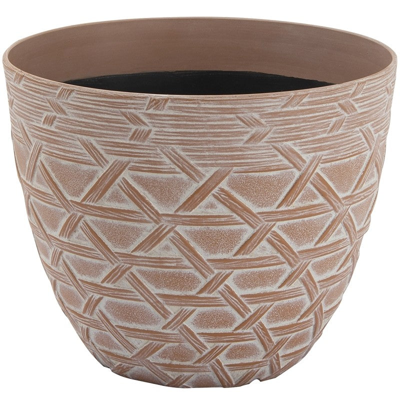 Landscapers Select S19121015-10 Arabesque Planter, 8 in Dia, 6-3/8 in H, Round, High-Density Resin, White Wash (Pack of 6)