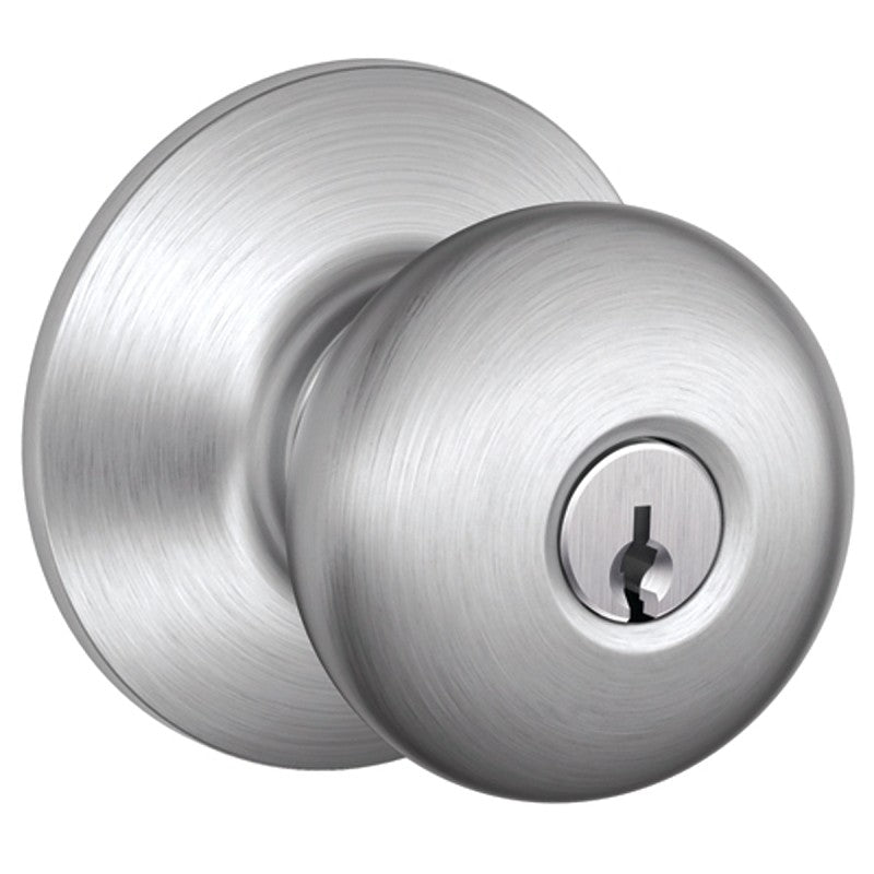 Schlage F Series F51A CSVPLY626KA4 Entry Knob, Plymouth, Knob Handle, Satin Chrome, Metal, 2-3/4 in Dimensions