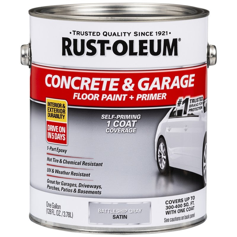 Rust-Oleum 225380 Porch and Floor Paint, Water, Satin, Battleship Gray, 1 gal, Can, 300 to 400 sq-ft/gal Coverage Area (Pack of 2)