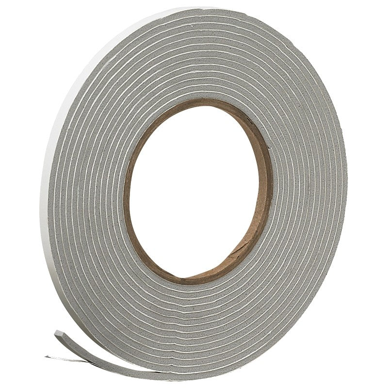 Frost King V442H Foam Weatherseal Tape, 1/4 in W, 17 ft L, 1/8 in Thick, Vinyl, Gray