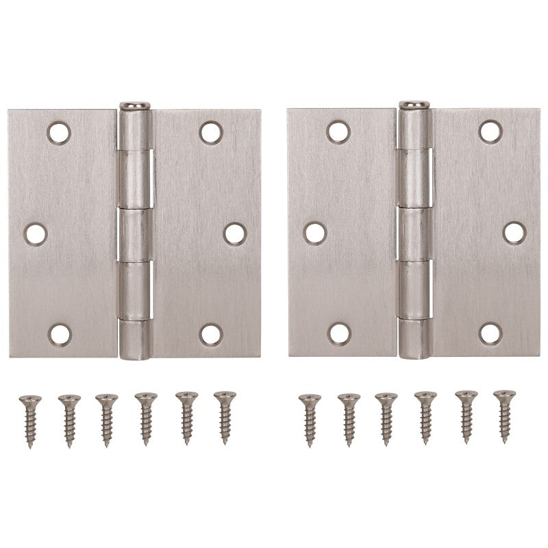ProSource BH-202SN-PS Square Corner Door Hinge, Steel, Satin Nickel, Loose Pin, 180 deg Range of Motion