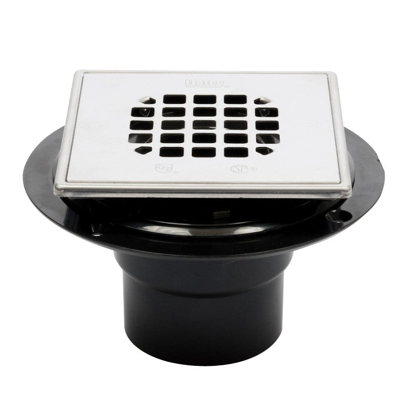 Oatey 130 Series 42265 Shower Drain, ABS, Polished Stainless Steel, Includes: Snap-In Strainer with Ring