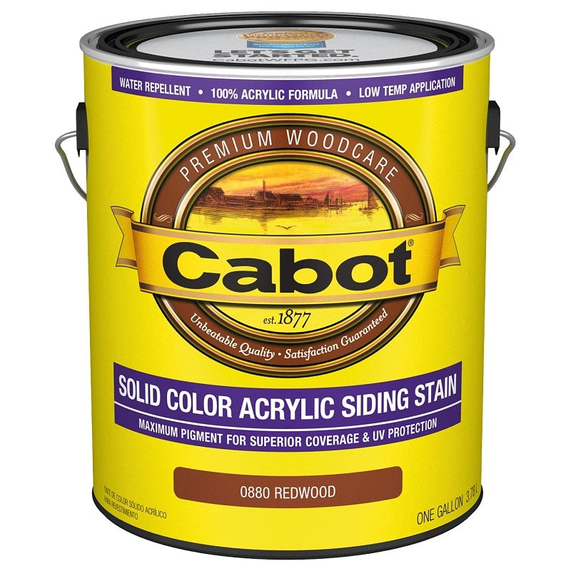 Cabot 800 Series 140.0000880.007 Solid Color Siding Stain, Natural Flat, Redwood, Liquid, 1 gal, Can (Pack of 4)