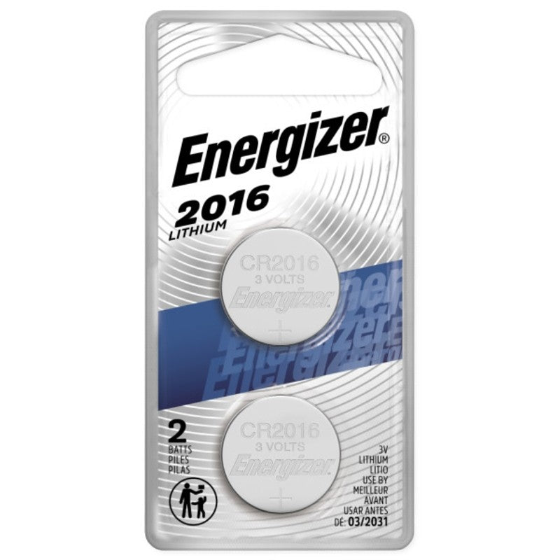 Energizer 2016BP-2 Coin Cell Battery, 3 V Battery, 100 mAh, CR2016 Battery, Manganese Dioxide, Lithium