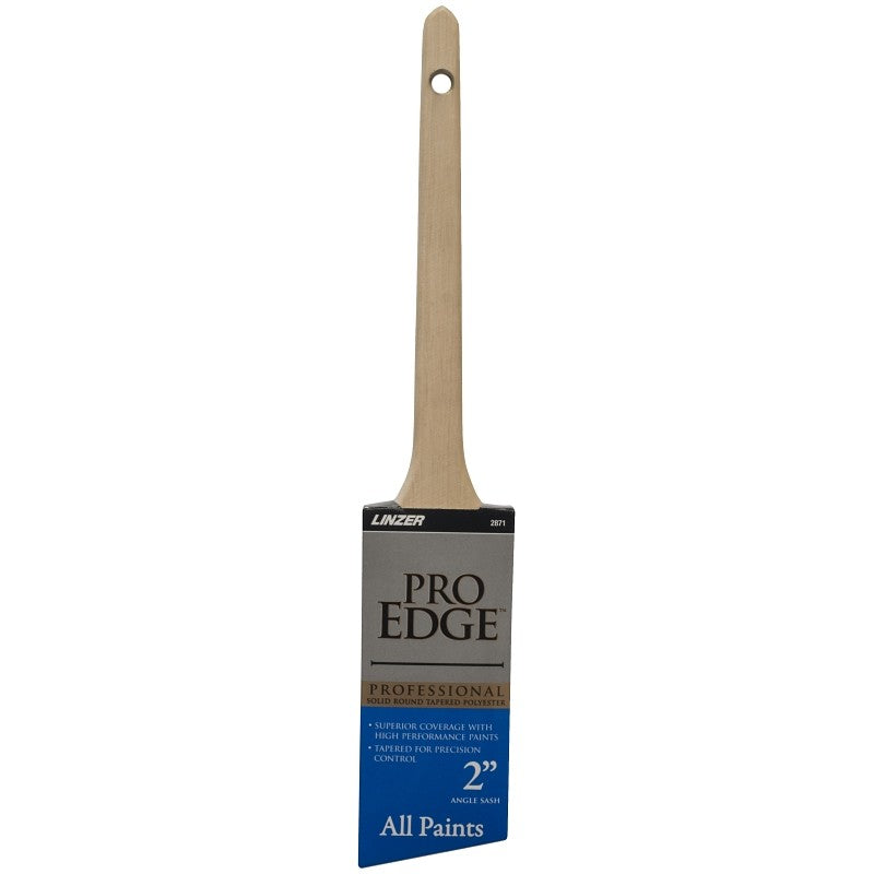 Linzer 2871-2 Paint Brush, 2 in W, Polyester Bristle, Angle Sash, Rat Tail Handle (Pack of 6)