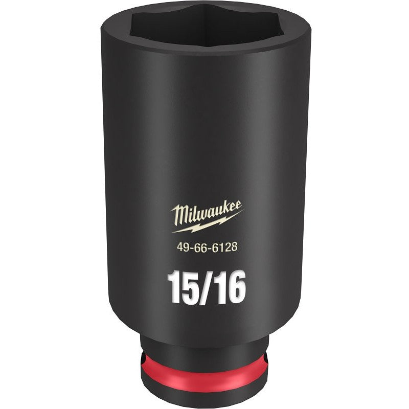 Milwaukee SHOCKWAVE Impact Duty Series 49-66-6128 Deep Impact Socket, 15/16 in Socket, 3/8 in Drive, Square Drive