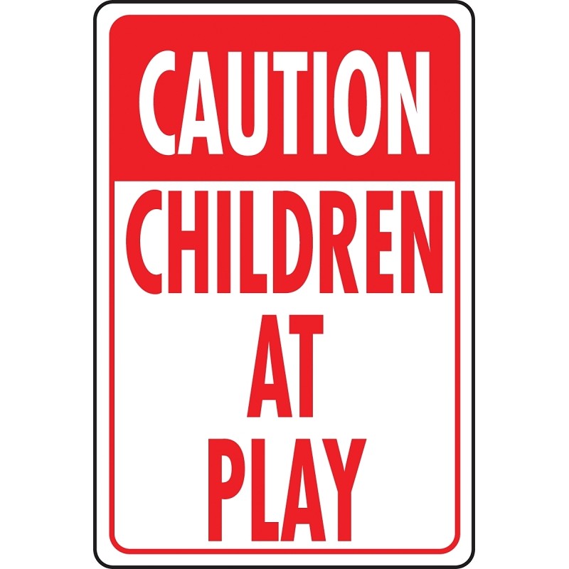 Hy-Ko HW-7 Traffic Sign, Rectangular, CHILDREN AT PLAY, Red Legend, White Background, Aluminum