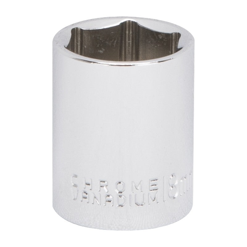 Vulcan MT6499933 Drive Socket, 18 mm Socket, 3/8 in Drive, 6-Point, Chrome Vanadium Steel, Chrome