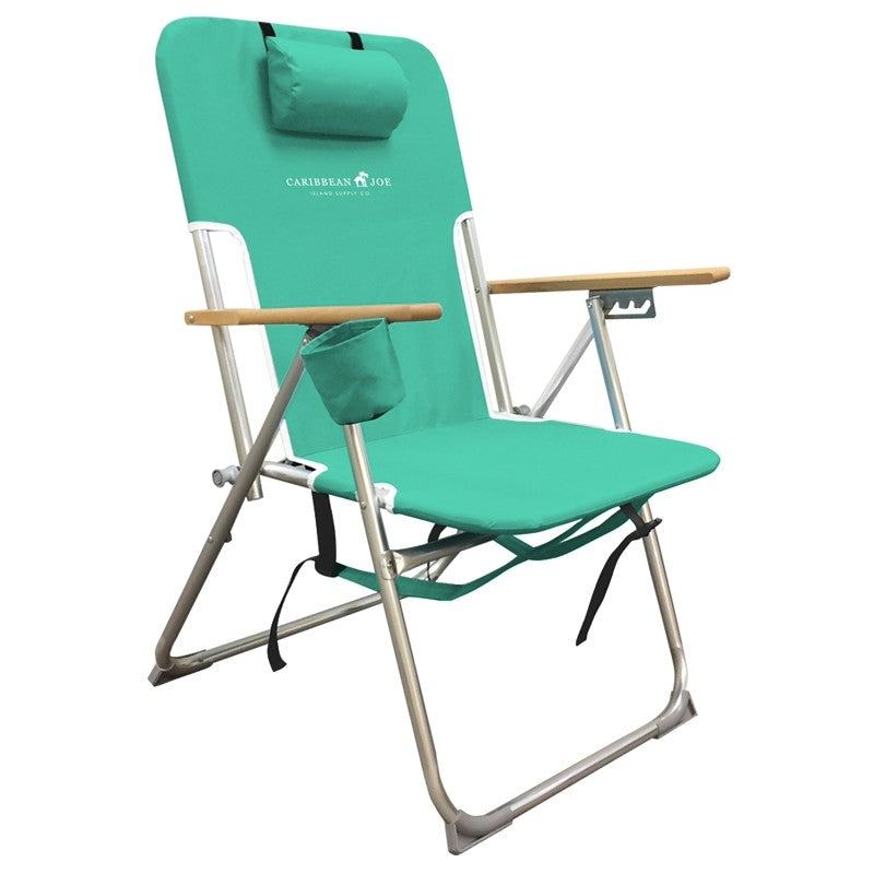 Caribbean Joe CJ-7779 Beach Chair, 25 in W, 23 in D, 35-1/2 in H, Aluminum/Steel Frame, Polyester Seat (Pack of 4)