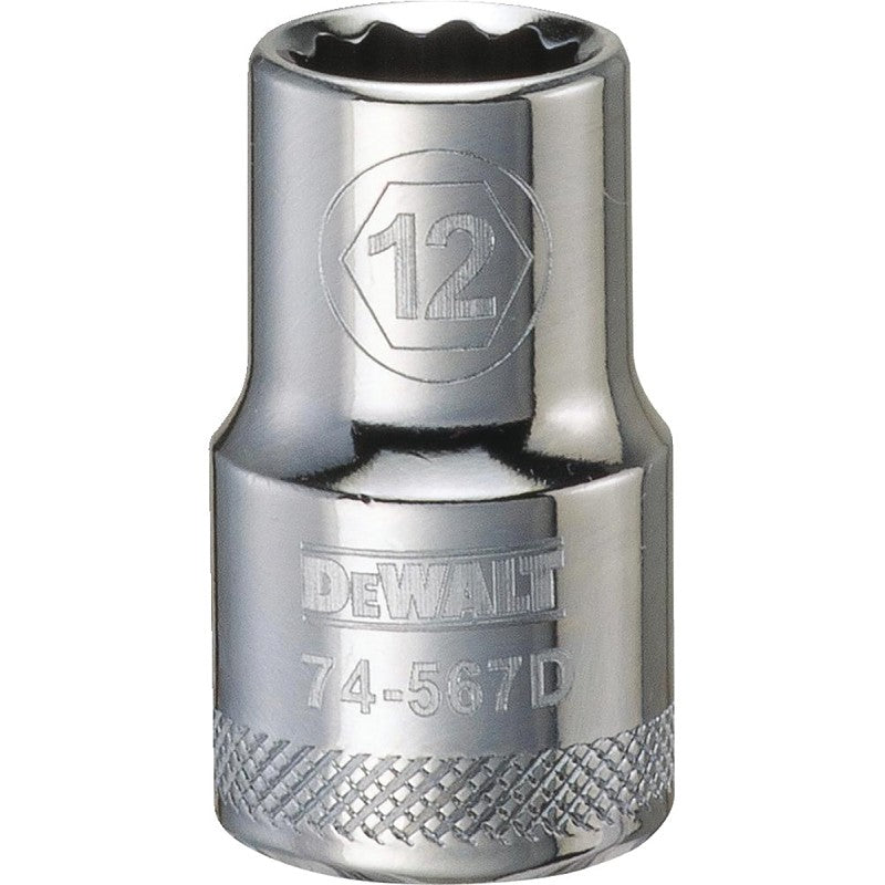 DEWALT DWMT74567OSP Drive Socket, 12 mm Socket, 1/2 in Drive, 12-Point, Vanadium Steel, Polished Chrome