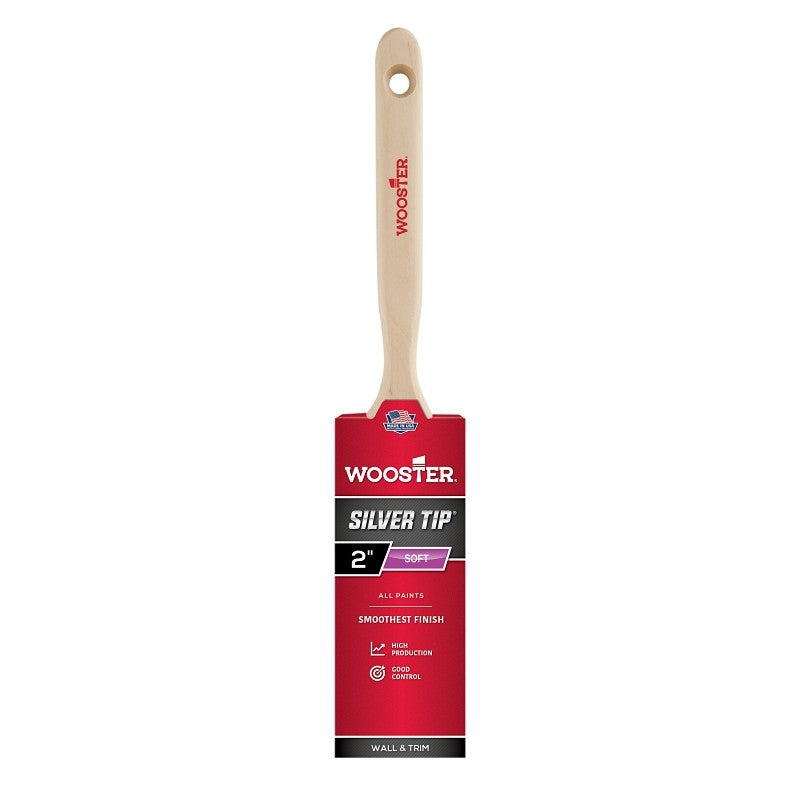 Wooster 5220-2 Paint Brush, Silver/White, Birchwood Handle, 2 in W, 2-11/16 in L Bristle, Polyester Bristle
