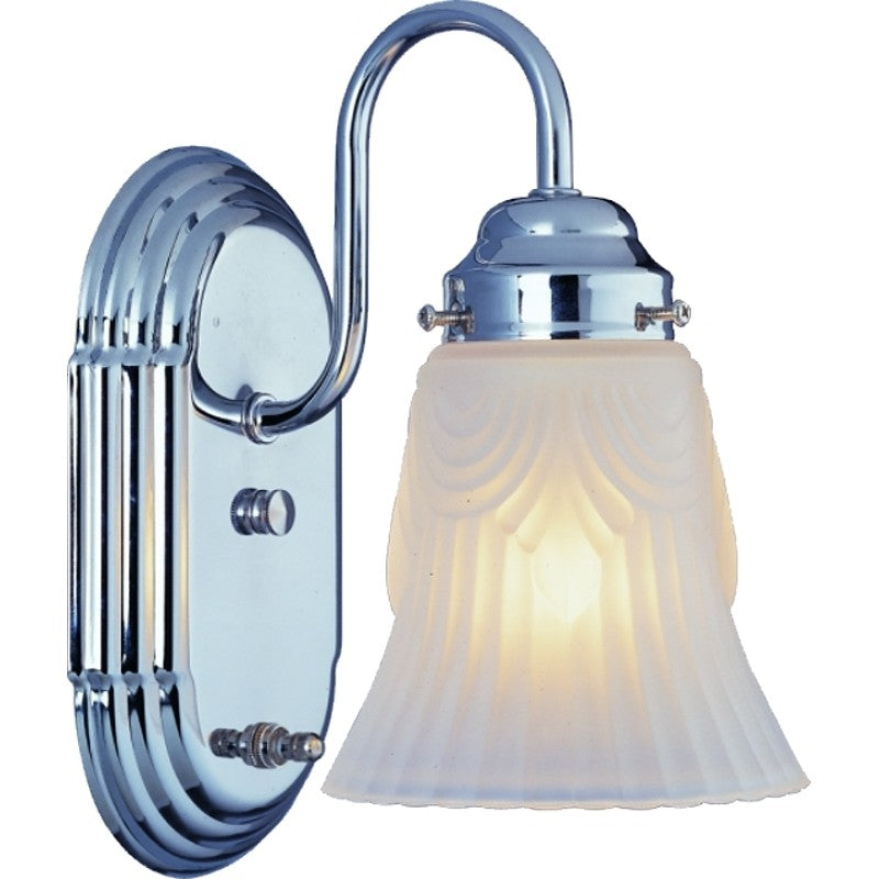 Boston Harbor RF-V-026-CH Vanity Light Fixture, 60 W, 1-Lamp, A19 or CFL Lamp, Steel Fixture, Chrome Fixture