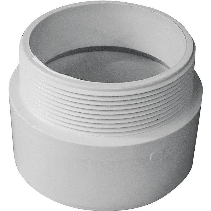 Canplas 192874 Pipe Adapter, 4 in, MNPT x Hub, PVC, White