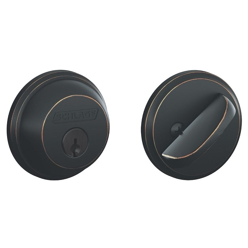 Schlage B60716 Deadbolt, 1 Grade, SC1 Key, Metal, Aged Bronze, 2-3/8, 2-3/4 in Backset, C Keyway (Pack of 4)