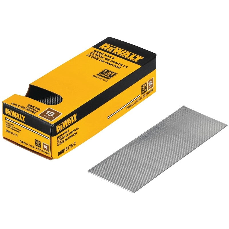 DEWALT DBN18175-2 Nail, 1-3/4 in L, 18, Metal, Coated, Brad, Flat Head, Smooth Shank