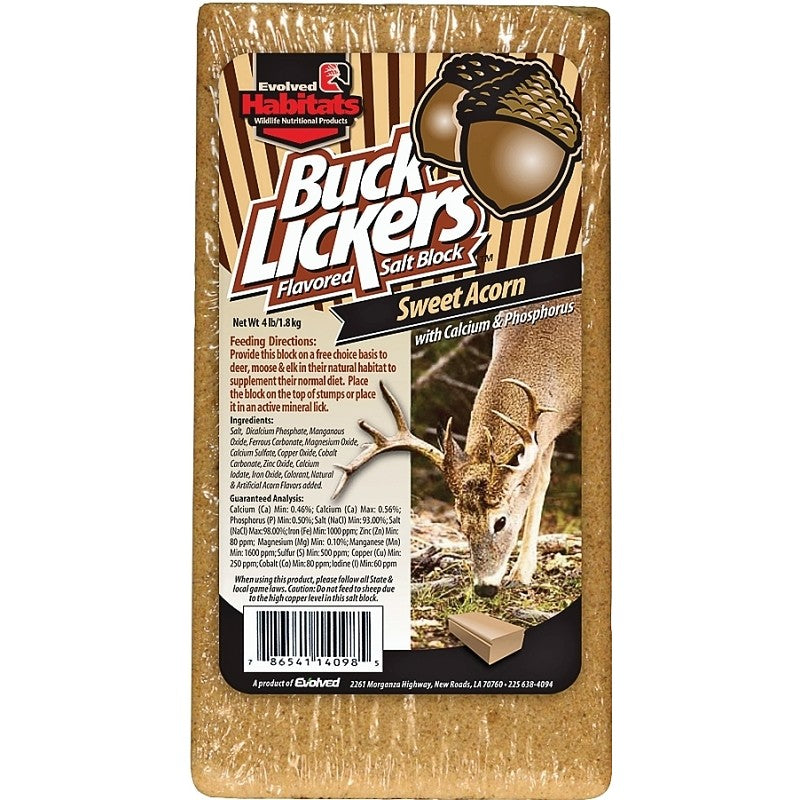 Evolved Habitats Buck Lickers EVO14098 Mineral Block, Acorn Flavor, 4 lb (Pack of 6)