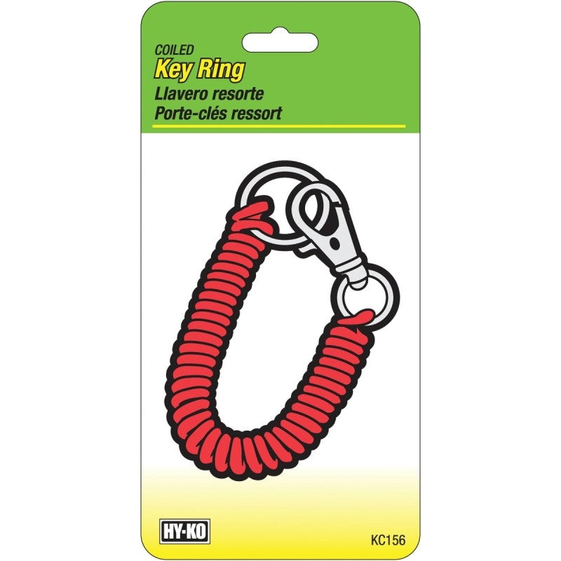 Hy-Ko KC156 Key Ring, Clip-On, Coiled