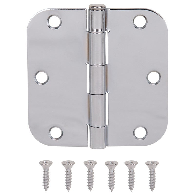 ProSource 20347BCX Door Hinge, Steel, Chrome, Loose Pin, 180 deg Range of Motion, Screw Mounting