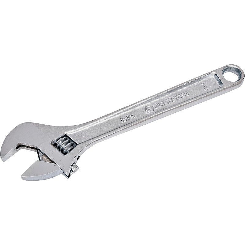 Crescent AC210VS Adjustable Wrench, 10 in OAL, 1.313 in Jaw, Steel, Chrome, Non-Cushion Grip Handle