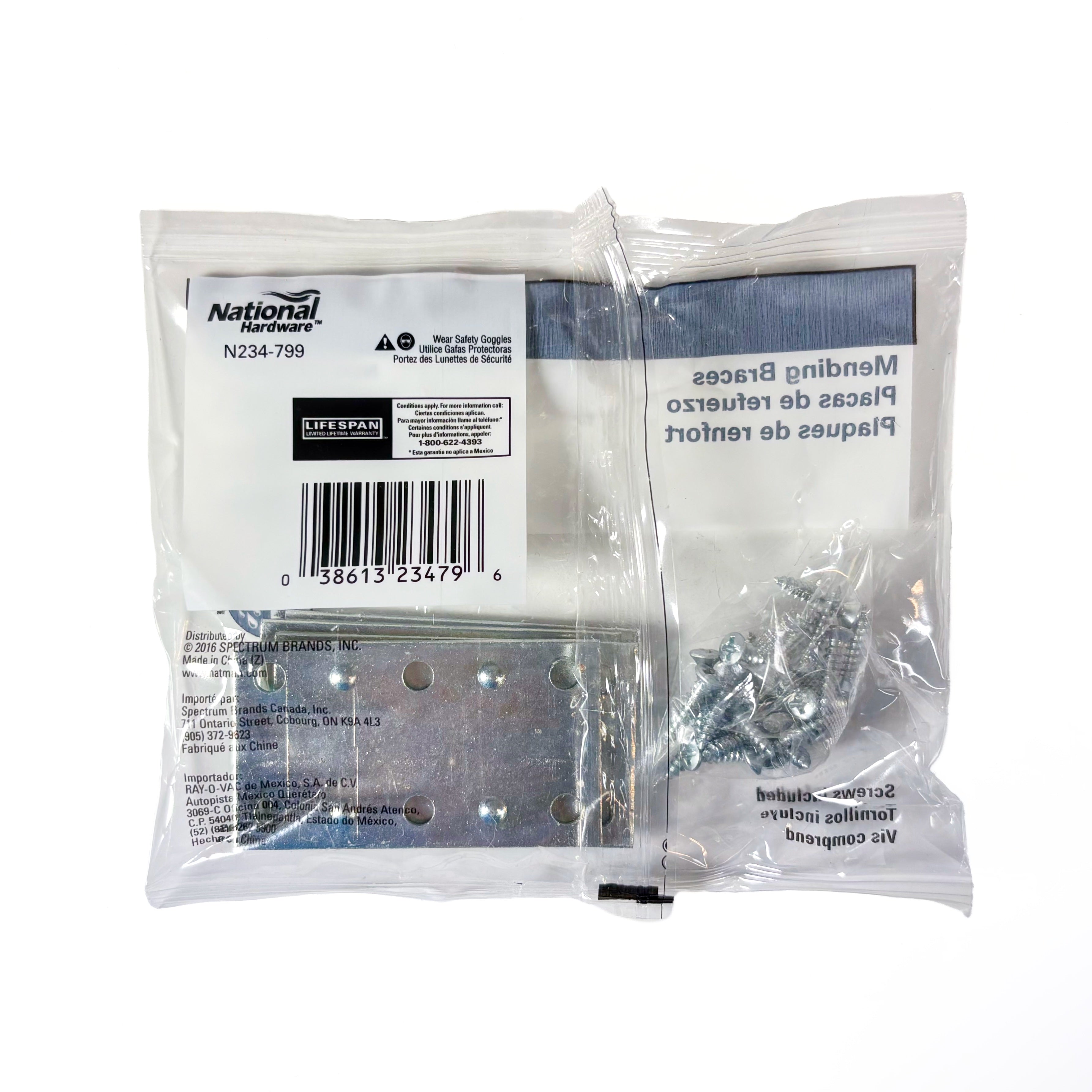 Wide Mending Plate Brace 2-1/2 By 1-3/8 By 0.07 Inch Zinc Plated Steel 4 Pack (POS)