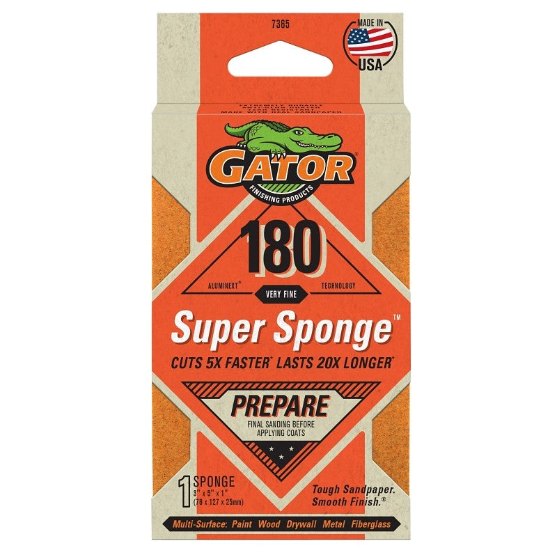 Gator 7365 Moderate Finishing Premium Foam Sanding Sponge, 3 x 5 x 1 in, Medium Grade